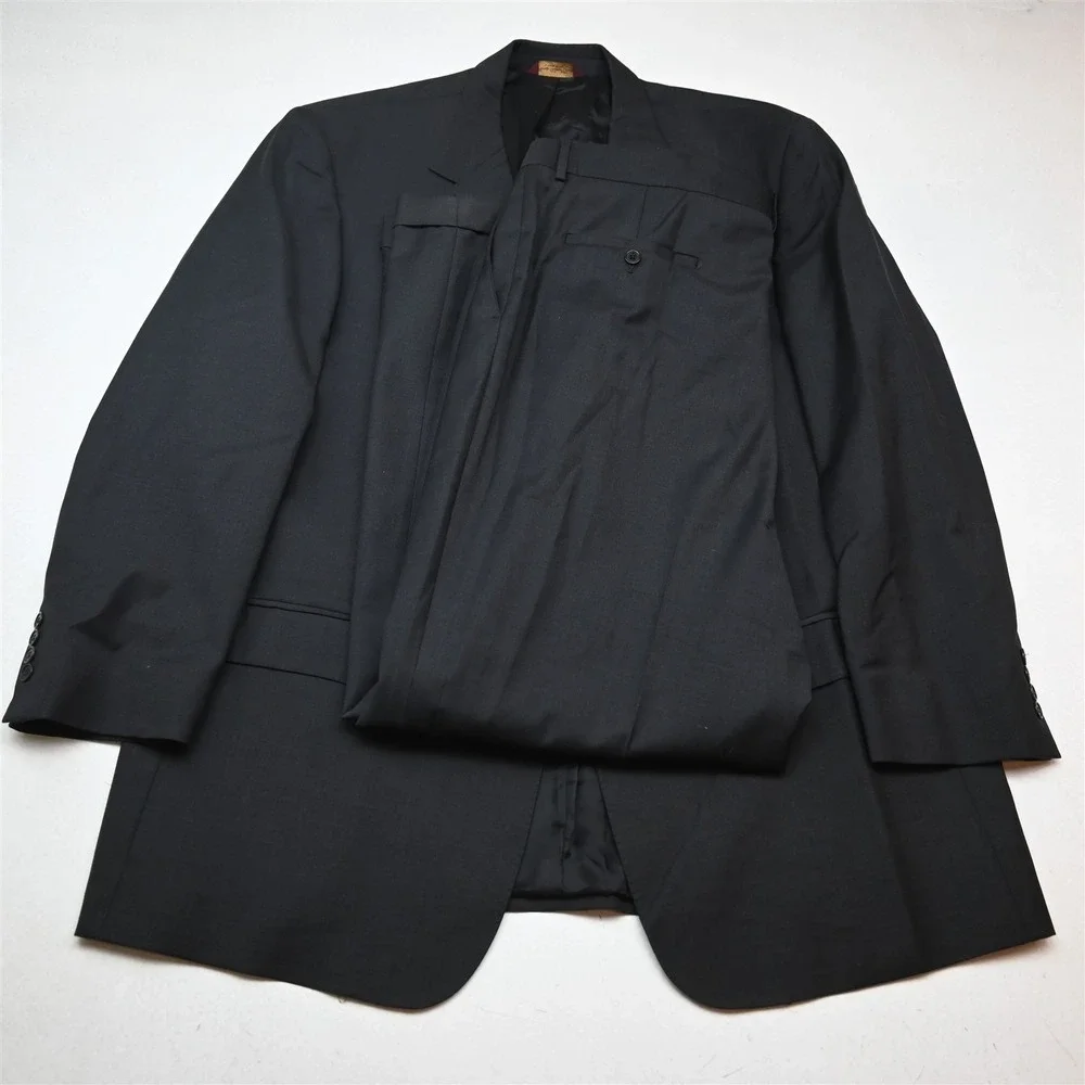 Pronto Uomo 48L 38x32 Gray 100% Wool Italy Mens Jacket Pants Suit